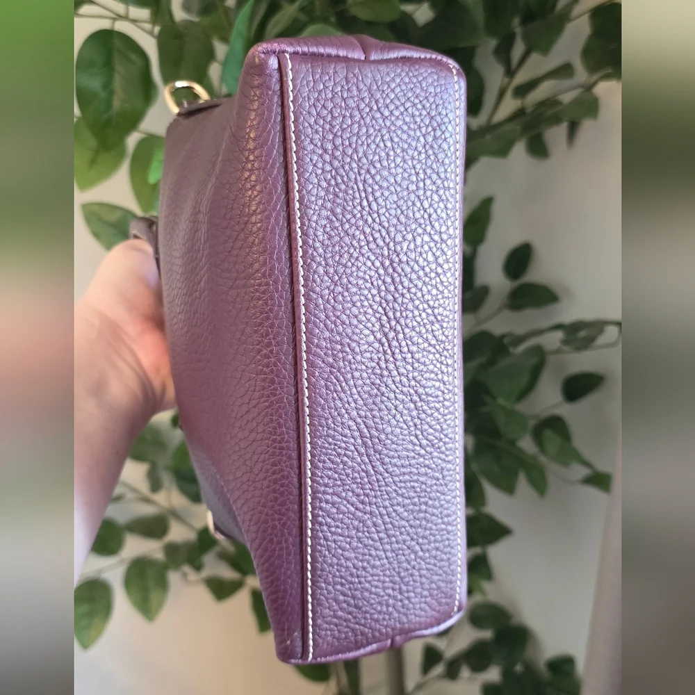 Dooney & Bourke Purple Pebble Leather Satchel - Picture 6 of 10